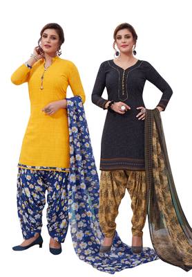 Multicolor Printed Synthetic Unstitched Salwar Set 2 With Dupatta 1