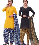 Multicolor Printed Synthetic Unstitched Salwar Set 2 With Dupatta