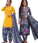 Multicolor Printed Synthetic Unstitched Salwar Set 2 With Dupatta