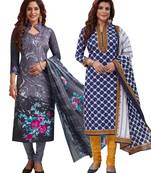 Multicolor Printed Synthetic Unstitched Salwar Set 2 With Dupatta