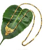 Women'S Pride Mangalsutra Traditional Golden Antique Pendant Mangalsutra Black Beads Single Line Layer Long Necklace