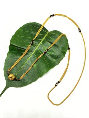 Women'S Pride Mangalsutra Golden Tanmaniya Kanthi Pendant Mangalsutra Black Beads Double Line Layer Long Chain Necklace 1
