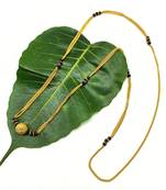 Women'S Pride Mangalsutra Golden Tanmaniya Kanthi Pendant Mangalsutra Black Beads Double Line Layer Long Chain Necklace