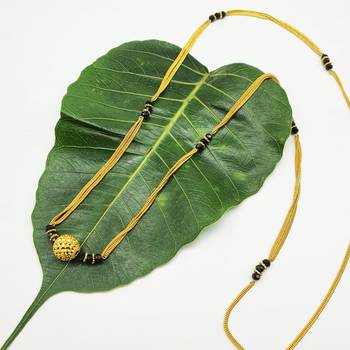 Women'S Pride Mangalsutra Golden Tanmaniya Kanthi Pendant Mangalsutra Black Beads Double Line Layer Long Chain Necklace 2
