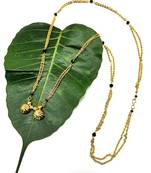 Women'S Pride Mangalsutra Golden 2 Vati Tanmaniya Pendant Black Bead Single Line Layer Long Chain Mangalsutra Necklace