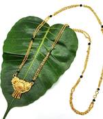 Women'S Pride Mangalsutra Alloy Golden Pendant Black Beads Double Line Layer Long Chain Mangalsutra Necklace Jewellery