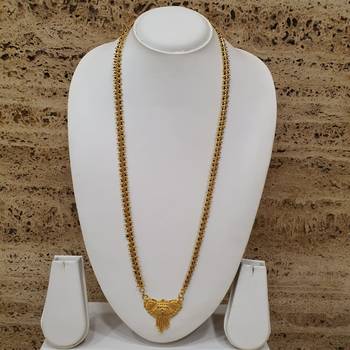 Women'S Pride Mangalsutra Alloy Golden Pendant Black Beads Double Line Layer Long Chain Mangalsutra Necklace Jewellery 3