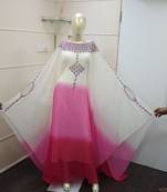 Rani Shaded Zari Work Chiffon Polyester Islamic Party Wear Festive Kaftan Farasha