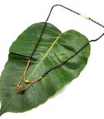 Women'S Pride Mangalsutra Multi Strand Gold Double Hain Layer Mani Kanthi Black Stone Pendant Beads Chain Mangalsutra