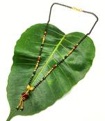 Women'S Pride Mangalsutra Gold Plated Red Stone Pendant Latkan Multicolor Black Beads Single Line Layer Short Necklace