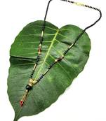 Women'S Pride Mangalsutra Gold Plated Green Stone Pendant Latkan Multicolor Black Beads Single Line Layer Short Necklace