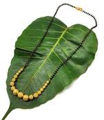 Women'S Pride Mangalsutra Gold Plated 17 Big Mani Pendant Black Beads Single Line Layer Short Mangalsutra Necklace