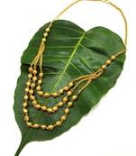 Women'S Pride Necklace Set Multi Strand Gold Plated Triple Hain 3 Layer Gundla Mala Big Golden Mani Chain Mangalsutra