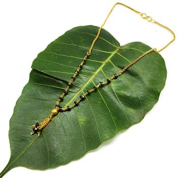 Women'S Pride Mangalsutra Gold Plated 3 Ball Pendant Latkan Black Beads Single Line Layer Short Mangalsutra Necklace 1
