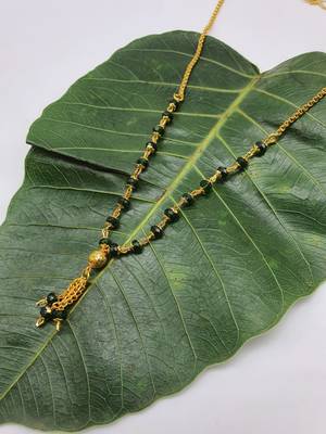 Women'S Pride Mangalsutra Gold Plated 3 Ball Pendant Latkan Black Beads Single Line Layer Short Mangalsutra Necklace 2