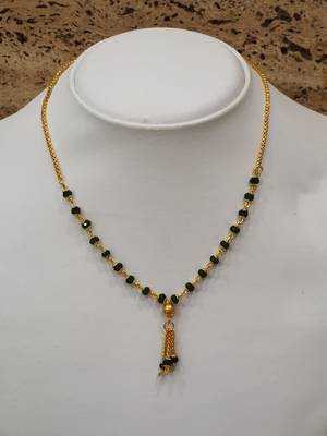 Women'S Pride Mangalsutra Gold Plated 3 Ball Pendant Latkan Black Beads Single Line Layer Short Mangalsutra Necklace 3