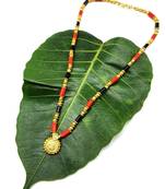 Women'S Pride Mangalsutra Gold Plated Laxmi Coin Pendant Blue Orange Beads Single Line Layer Short Mangalsutra Necklace