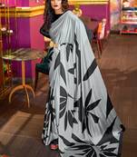 multicolor printed satin saree with blouse