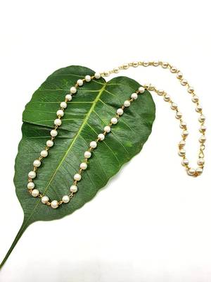 Women'S Pride Necklace Traditional Gold Plated White Pearl Meenakari Beaded Mala Chain Mangalsutra Necklace Jewellery 1