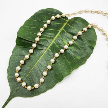 Women'S Pride Necklace Traditional Gold Plated White Pearl Meenakari Beaded Mala Chain Mangalsutra Necklace Jewellery 2