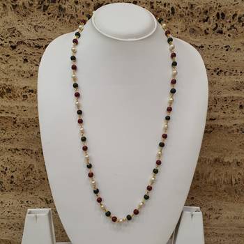 Women'S Pride Necklace Traditional Red Green And White Pearl Meenakari Beaded Mala Necklace Gold Mangalsutra Jewellery 3