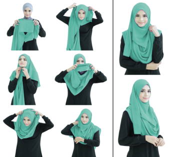 Teal Color Stitched Chiffon Lycra Instant Hijab Scarf For Women 1