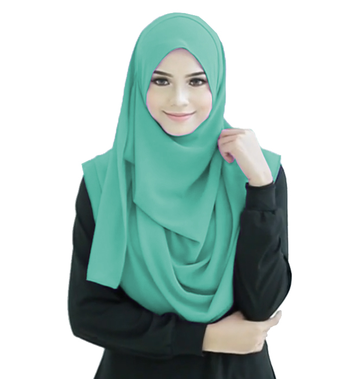 Teal Color Stitched Chiffon Lycra Instant Hijab Scarf For Women 2