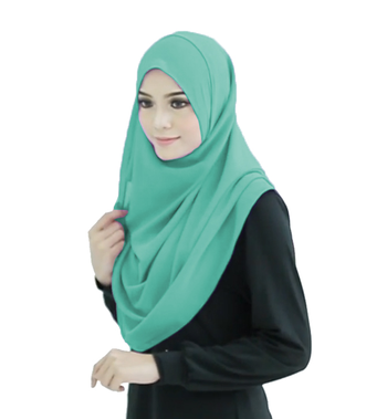 Teal Color Stitched Chiffon Lycra Instant Hijab Scarf For Women 3
