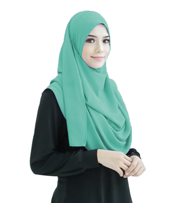 Teal Color Stitched Chiffon Lycra Instant Hijab Scarf For Women 4