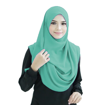 Teal Color Stitched Chiffon Lycra Instant Hijab Scarf For Women 5
