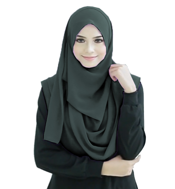Olive Grey Color Stitched Chiffon Lycra Instant Hijab Scarf For Women 2