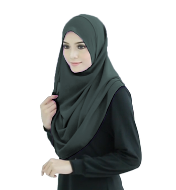 Olive Grey Color Stitched Chiffon Lycra Instant Hijab Scarf For Women 3