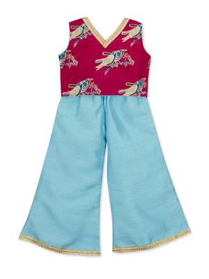Bird Print Short Top With Plazzo 1