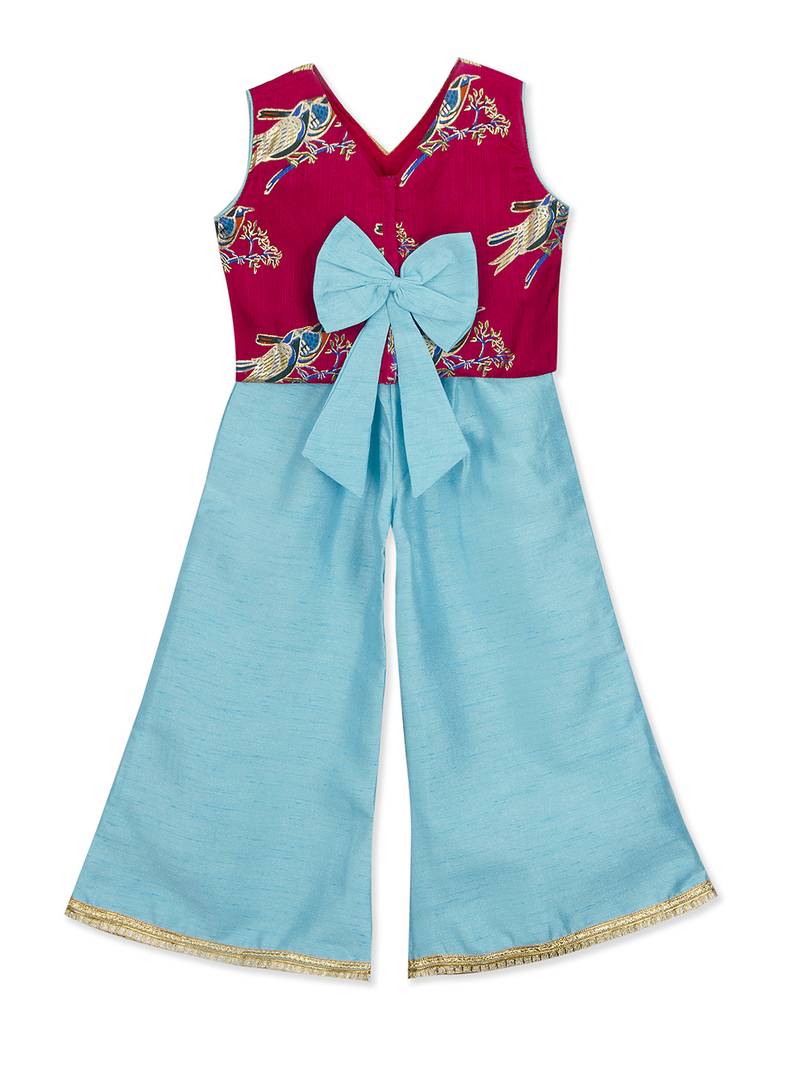 Bird Print Short Top With Plazzo