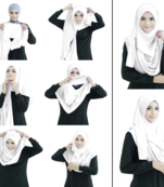 White Color Stitched Plain Instant Hijab Scarf For Women