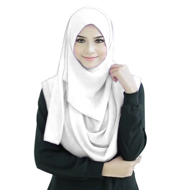 White Color Stitched Plain Instant Hijab Scarf For Women 2