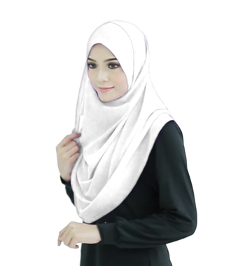 White Color Stitched Plain Instant Hijab Scarf For Women 3