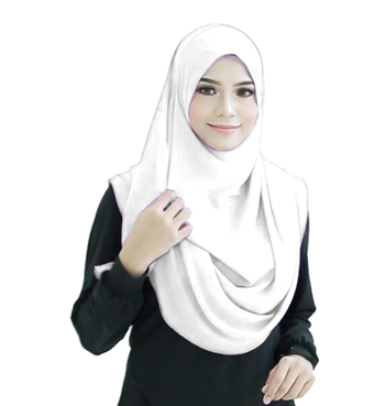 White Color Stitched Plain Instant Hijab Scarf For Women 5
