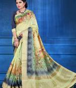 Light yellow woven art silk saree with blouse