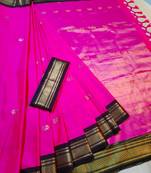 Pink woven art silk saree with blouse