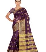 Purple Woven Art Silk Saree With Blouse