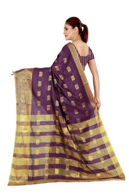 Purple Woven Art Silk Saree With Blouse 3