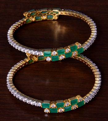 Emerald and AAA CZ Embellished AD Bangles BD409 1