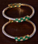 Emerald and AAA CZ Embellished AD Bangles BD409