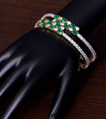 Emerald and AAA CZ Embellished AD Bangles BD409 2