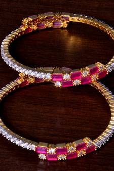 Ruby and AAA CZ Embellished AD Bangles BD410 