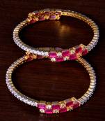 Ruby and AAA CZ Embellished AD Bangles BD410 