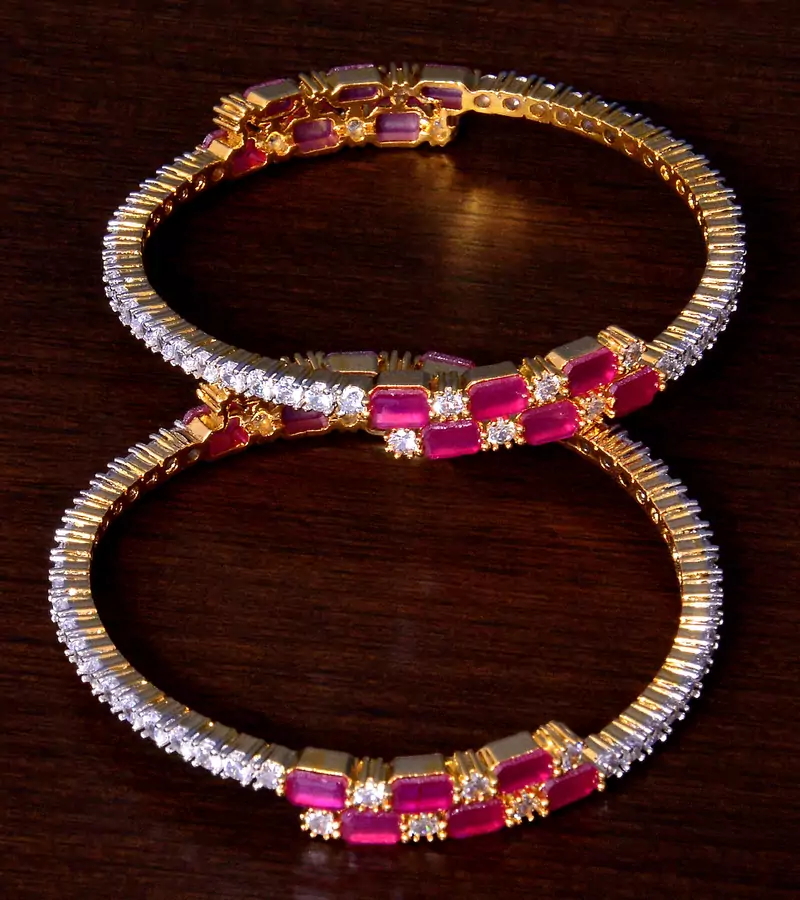 Ruby and AAA CZ Embellished AD Bangles BD410 