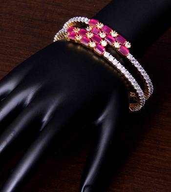 Ruby and AAA CZ Embellished AD Bangles BD410  2