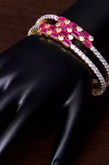 Ruby and AAA CZ Embellished AD Bangles BD410 